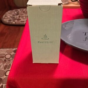 Brand new in box Lavish by Partylite tall pillar candle, Happy Moments